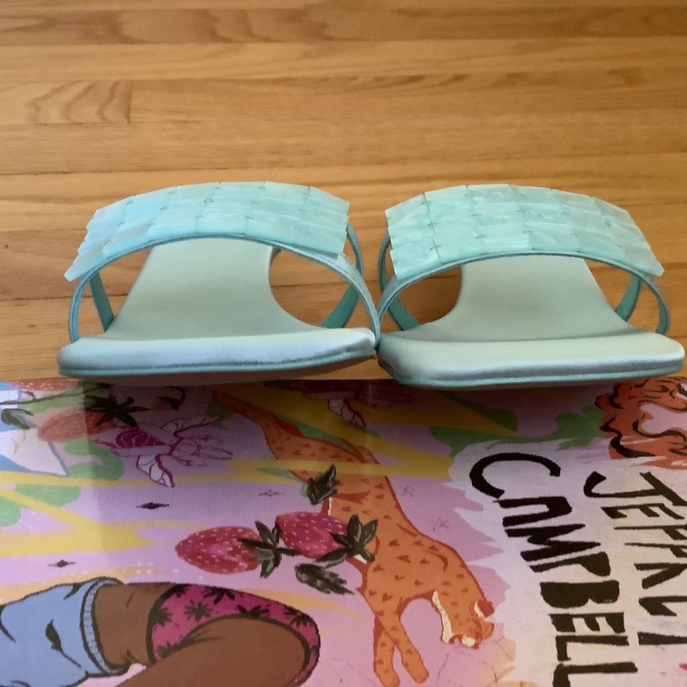 Jeffrey Campbell Abalone Slide Sandal Mint Satin SZ 10 - Picture 10 of 15